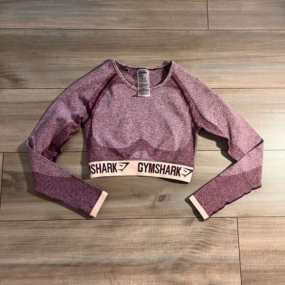 Gymshark DRY Long Sleeve Crop Top Athletic Fitness Workout Purple Small Bin O-65 - Picture 1 of 4